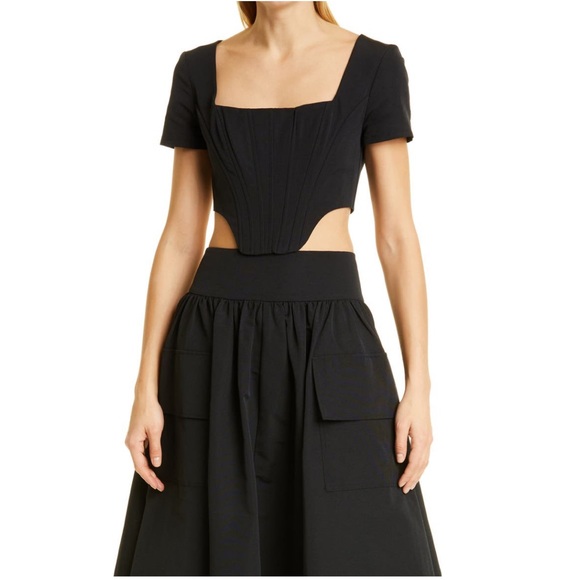 STAUD Tops - Staud Peony crop top black size 6 NWT